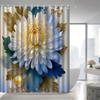 Elegant Golden Autumn Chrysanthemum Bath Curtain, Water-Resistant & Anti-Fog,  Hooks Included,Multi-Purpose Decor