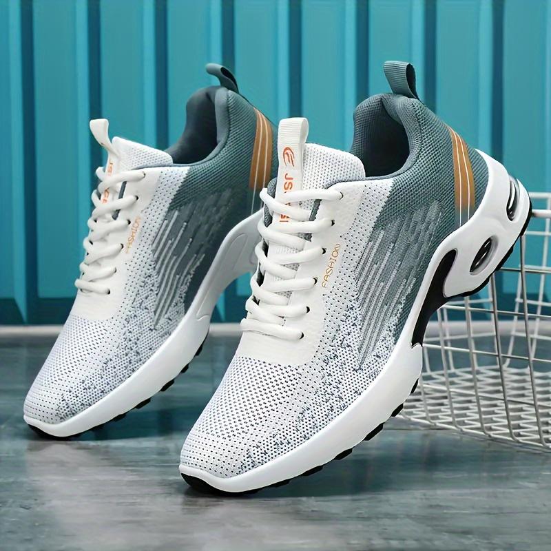 

Чоловічі плетені дихаючі кросівки, амортизаційні кросівки з повітряною подушкою, протиковзкі кросівки для бігу, всесезонні спортивні заняття в парку 45 світло-синій колір