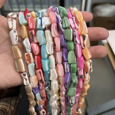 1 Filo di Perle Naturali di Conchiglia Madreperla, Perle Irregolari Artigianali Stile Marino per Creazione di Gioielli Fai da Te Collana Bracciale Cavigliera Accessori 38cm