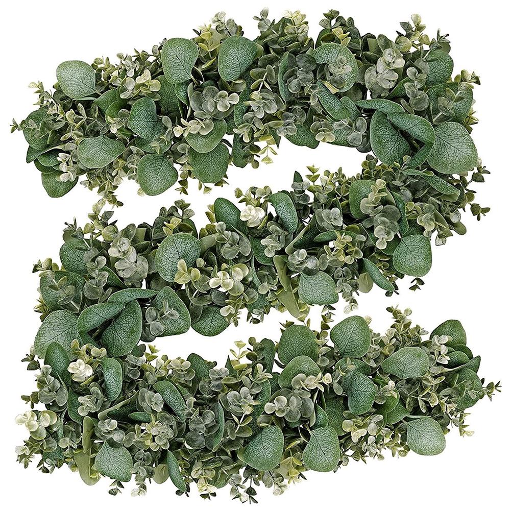 175CM Artificial Eucalyptus Leaves Simulation Garland Greening Hanging Fake Plants 17cm Lush Leaves Vines Home Wedding Decor