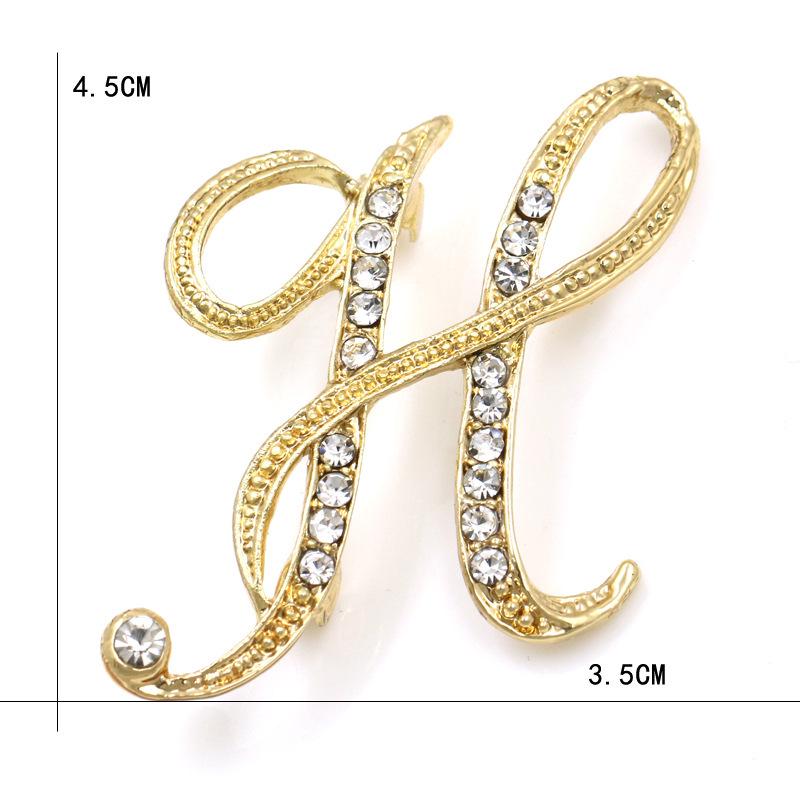 Trendy 26-Letter Rhinestone Brooch Pin - Fashion Accessory for Clothing & Bags