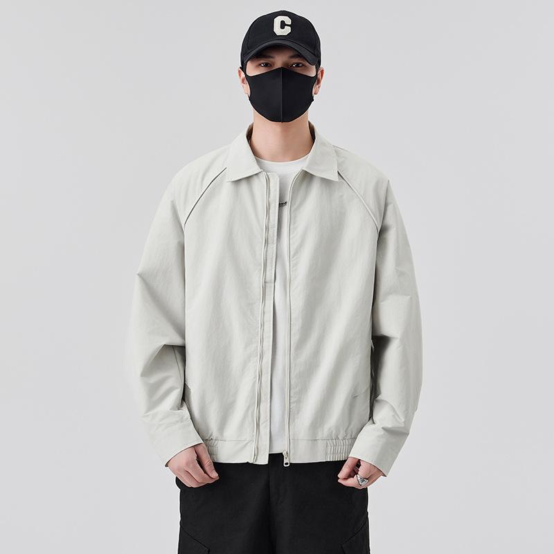 American High Street Outdoor Deconstruction Jacket Men'S Cleanfit Solid Color Versatile Lapel Jacket Spring Casual Top Trend