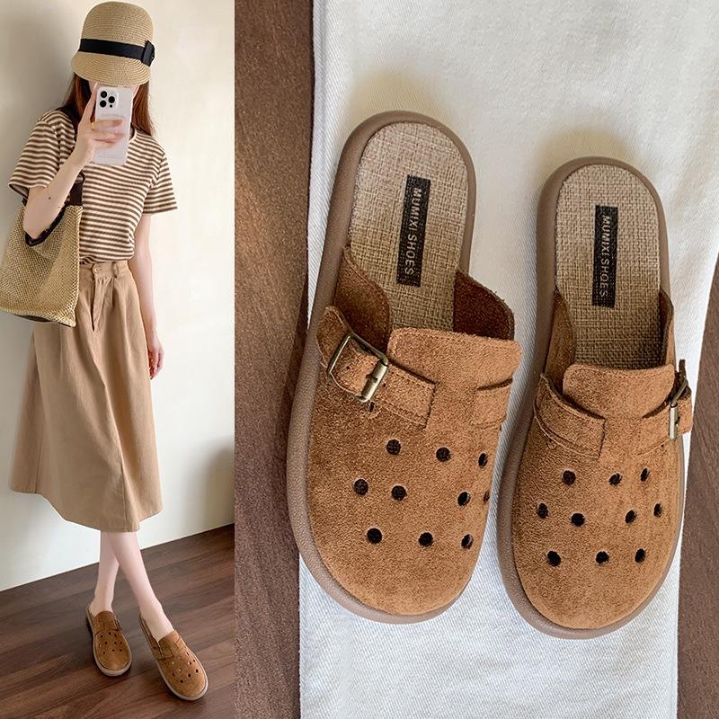 Retro cool pantofle dámské nové duté špičky poloviční pantofle dámské letní nošení líné poloviční nazouváky