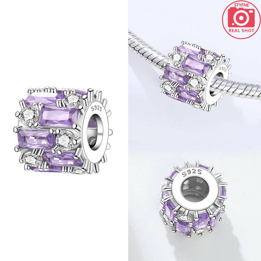 Original Charms Copper Blue Zircon White Purple Cross Zircon Beads Fit Bracelet Women Jewelry Making Diy Fine Gift
