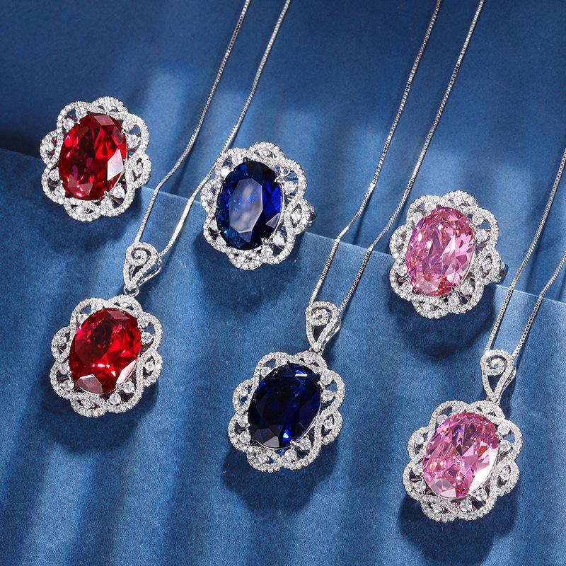 Jewelry Copper Bottom Gold-Plated Simulation Color Treasure Temperament Luxury Large Denier-Shaped Set Main Stone 15 * 20