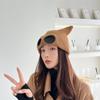 Fashion Cat Ears Knitted Pullover Hat Ladies Autumn and Winter Glasses Wind-proof Cold Fleece Warm Ear Cap