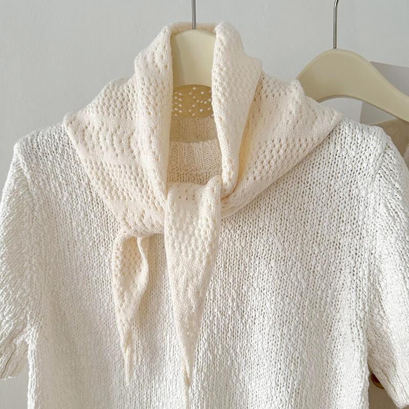 Neuer einfarbiger gestrickter Dreieck-Filigran-Schal für Damen, vielseitige Dekoration, Nackenschutz-Schal und Schal