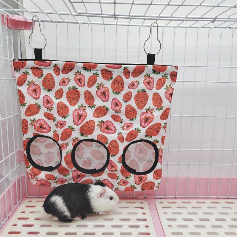 Nuovo! Borsa Alimentatrice Appesa per Animali Domestici Porta Fieno Borsa Portaoggetti Accessori per Gabbia per Coniglio Cincillà Porcellino d'India