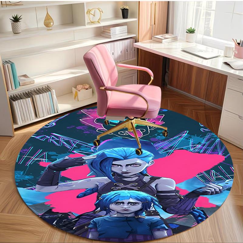 Jinx Print Round Rug, Washable Floor Carpet, For Entryway Dorm Laundry Room Office Study, Home Decor Birthday Christmas Gift
