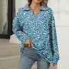 Women's Summer Fashion Casual  Printed V-Neck Long Sleeve Shirt Top
