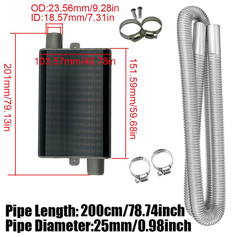 200cm Car Air Diesel Parking Heater Exhaust Pipe Tube Hose 24mm Air Filter Muffler Silencer With Clip For Webasto Eberspacher