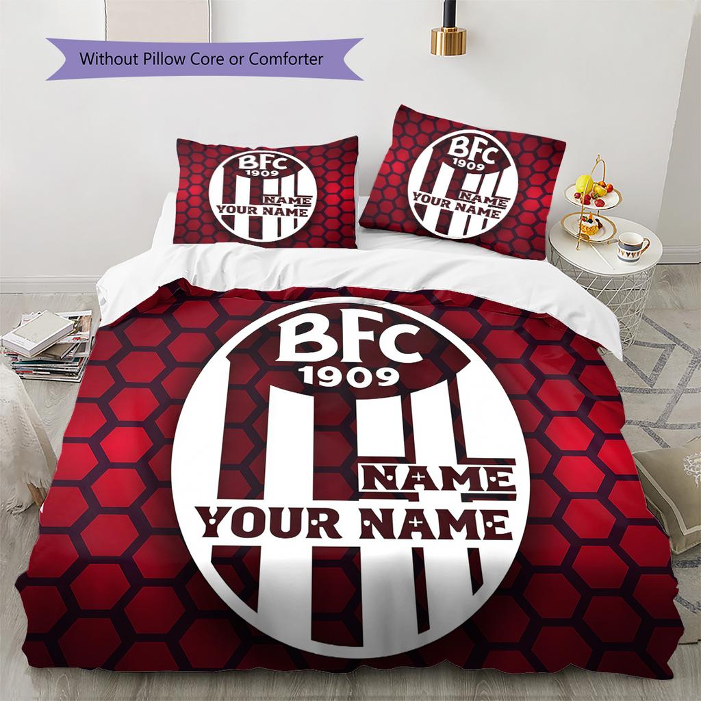 Bologna Fc Custom Name Pattern Bedding Quilt Set Quilt Cover Pillowcase Home Birthday Gift(1 * duvet cover + 2 * pillowcase, without core)