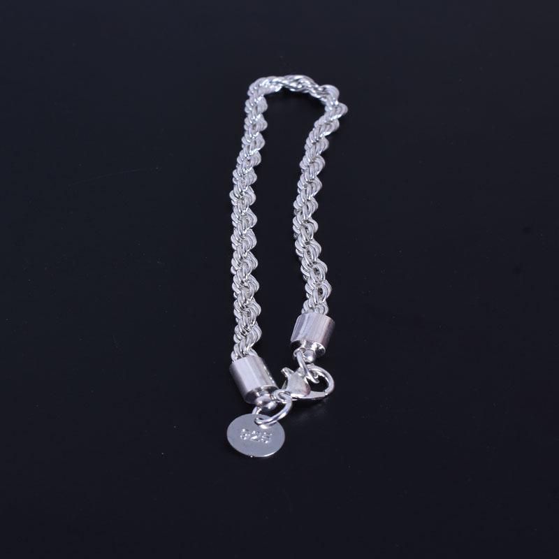 Suibian Wish 4MM Twisted Silver-Plated Hemp Rope Bracelet - European & American Fashion