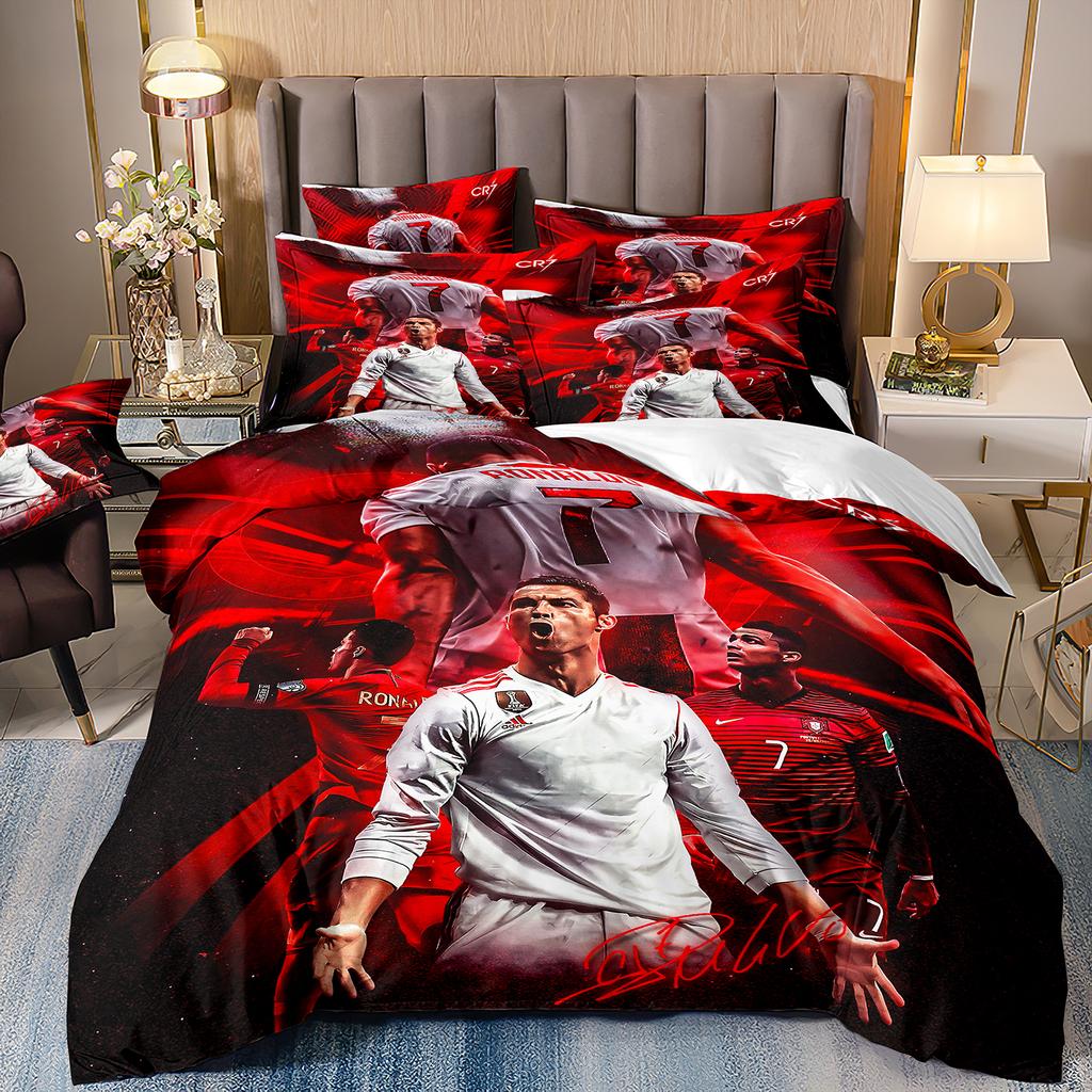 Bettbezug Luxuriös Fußballstar Cri-stiano Ronaldo Druck Bettwäsche Set Bettbezug Bett Jugend Kinder Mädchen Jungen Geburtstagsgeschenk