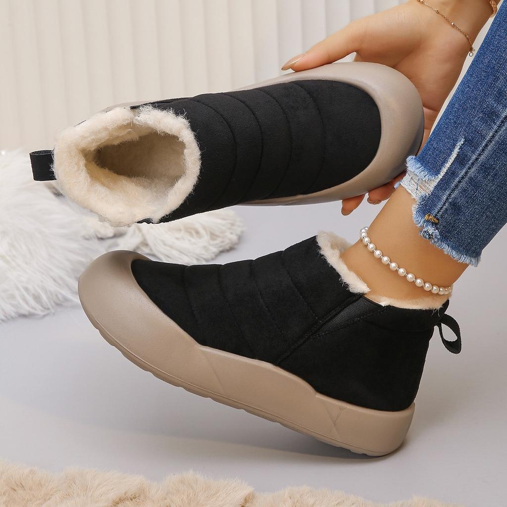 Women's Cotton Shoes Winter New Velvet Thickened Warm Snow Boots Korean Version Fashion Cotton Boots Non-slip Lazy Cotton Shoes Women