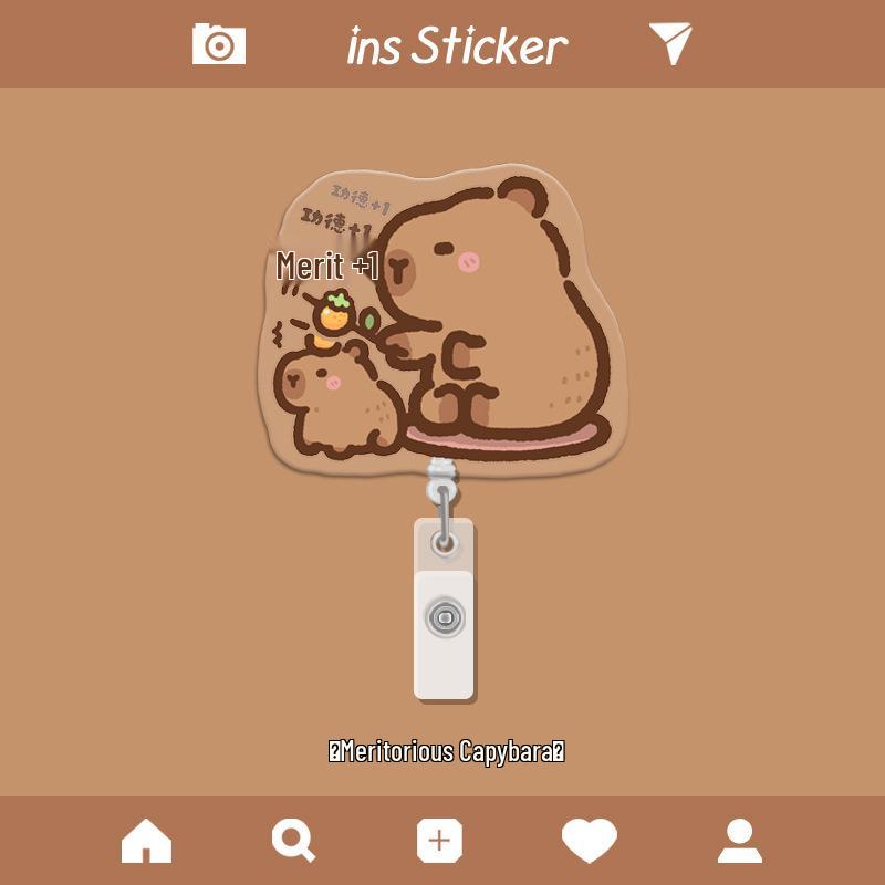 Capybara Retractable ID Card Holder for Students, Doctors & Nurses - Cute Accessory for Name Badges