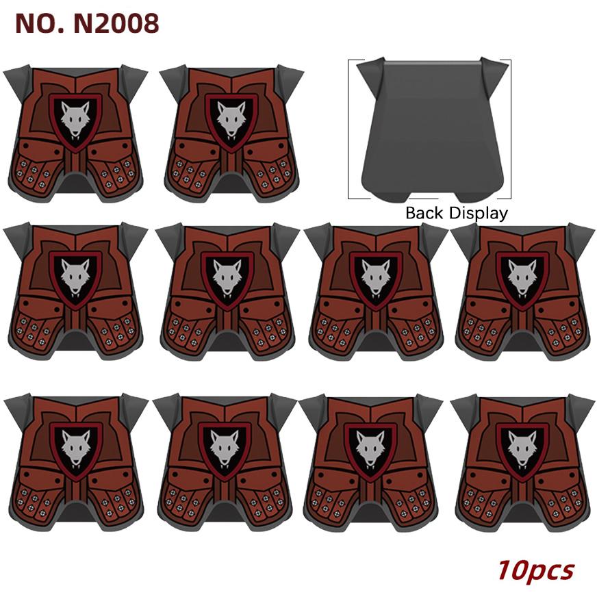 

10 шт. MOC Средневековый военный жилет Строительные блоки Рыцарские доспехи Аксессуары Кирпичики Игрушки Подарок