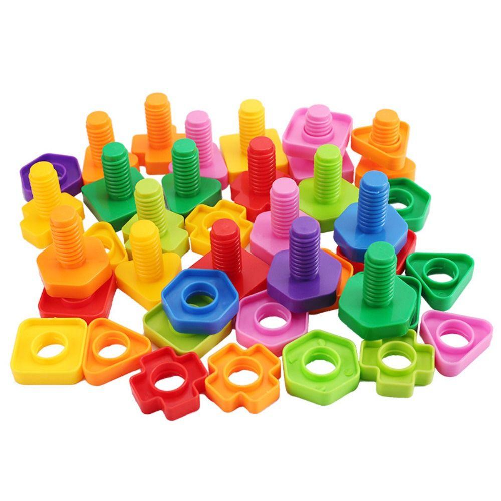 

Educational Screw Building Blocks Montessori Nut Shape Toys Plastic Insert Blocks Children Toys 10 pairs