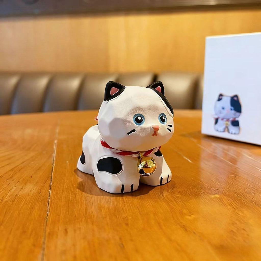 Nordic Style Resin Cat Figurine With Bell For Home Office Decor And Gift Giving