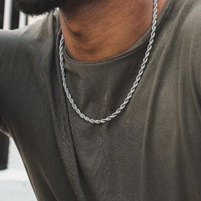 Fashion Hip Hop Rope Chain Necklace Classic Stainless Steel Twisted Link Chain Necklace For Men Women Jewelry Gift