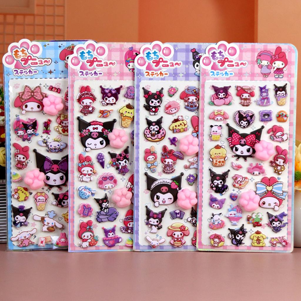 Sanrio Soft Pinched Happy Soft Cute Cat Claw Decompression Sticker Bubble Sticker Phone Case Decoration Sticker