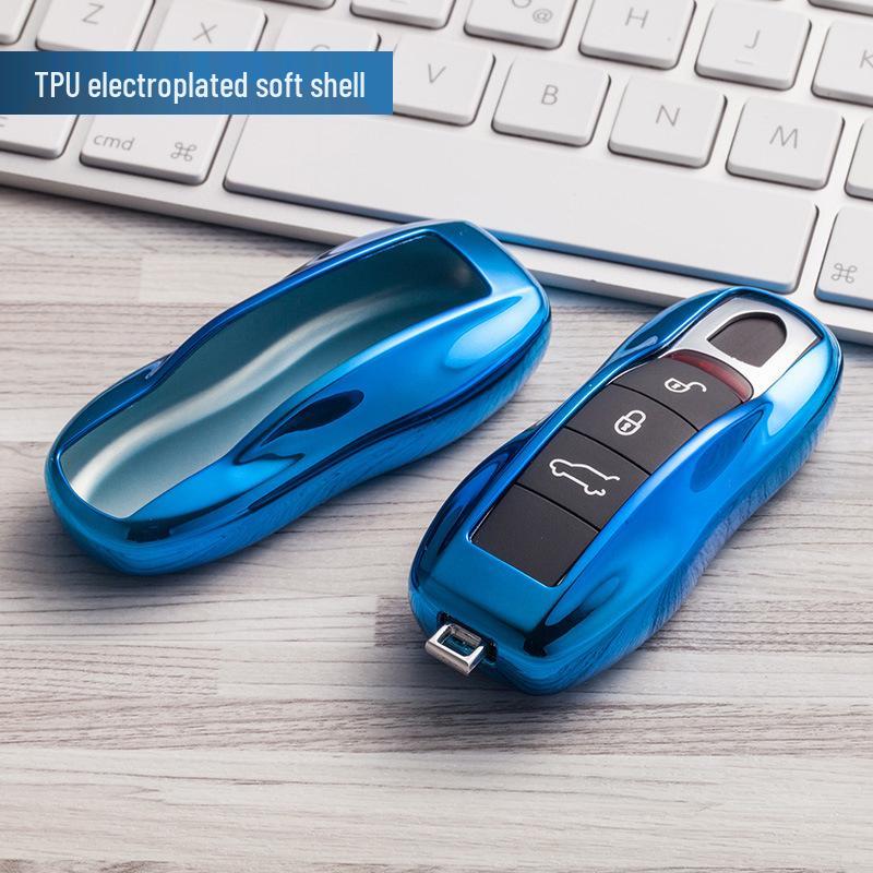 TPU Electroplated Soft Rubber Key Shell for Porsche Panamera/Macan