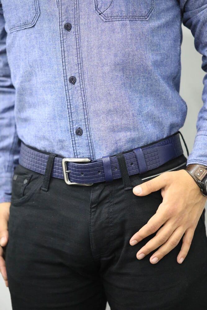 

Guard Navy Blue Mesh Pattern Leather Belt 34 темно-синий
