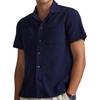 Polo Ralph Lauren Lightweight Breathable Cotton Linen Blend Waffle Knit Camp Collar Short Sleeve Straight Camp Shirt Men shirts 710P04764-001