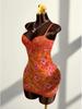 2025 Cross-border Sexy Lace Slip Dress: Waist-cinching Retro Floral Print, Backless, Hip-hugging, Ruffled Design.