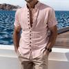 Summer new men's casual versatile shirt solid color slim-fitting short-sleeved top