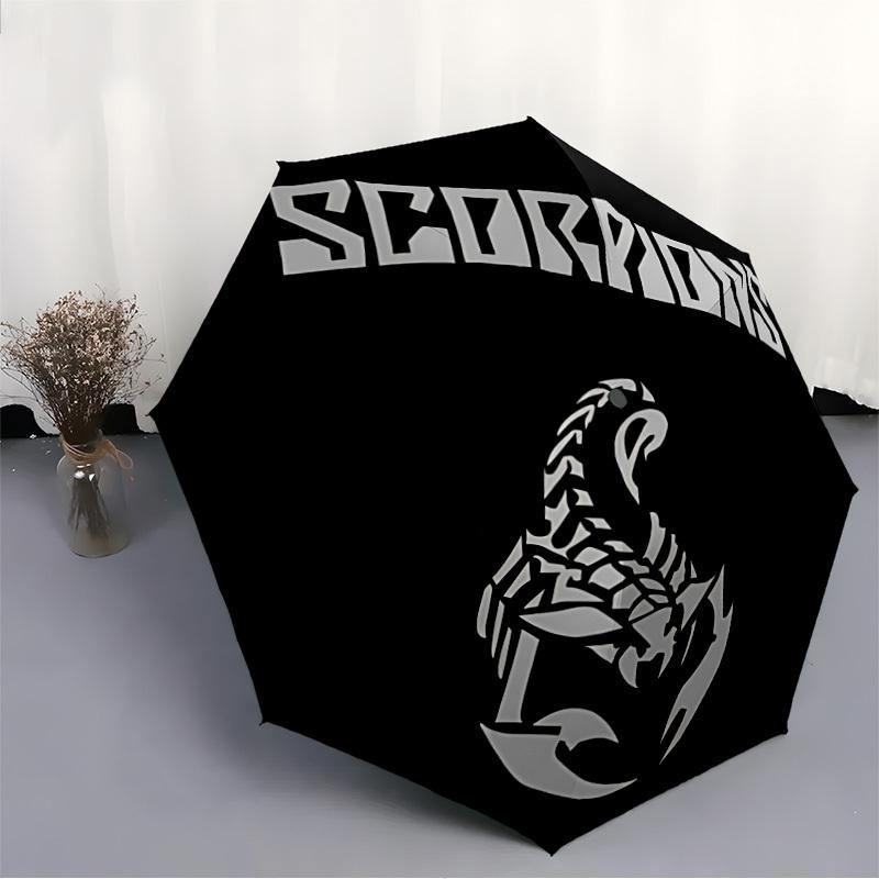 1pc Scorpions Band Logo Auto Open/close Umbrella, Portable Travel Umbrella, Everyday Use - Outdoor Accessory, Artistic Pattern, Compact Design, Fashio
