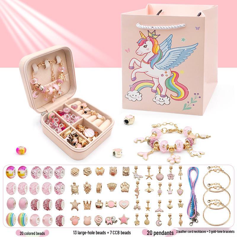 66-Piece Children's DIY Crystal Bracelet Kit – Educational Beaded Jewelry Set for Creative Holiday Gifts