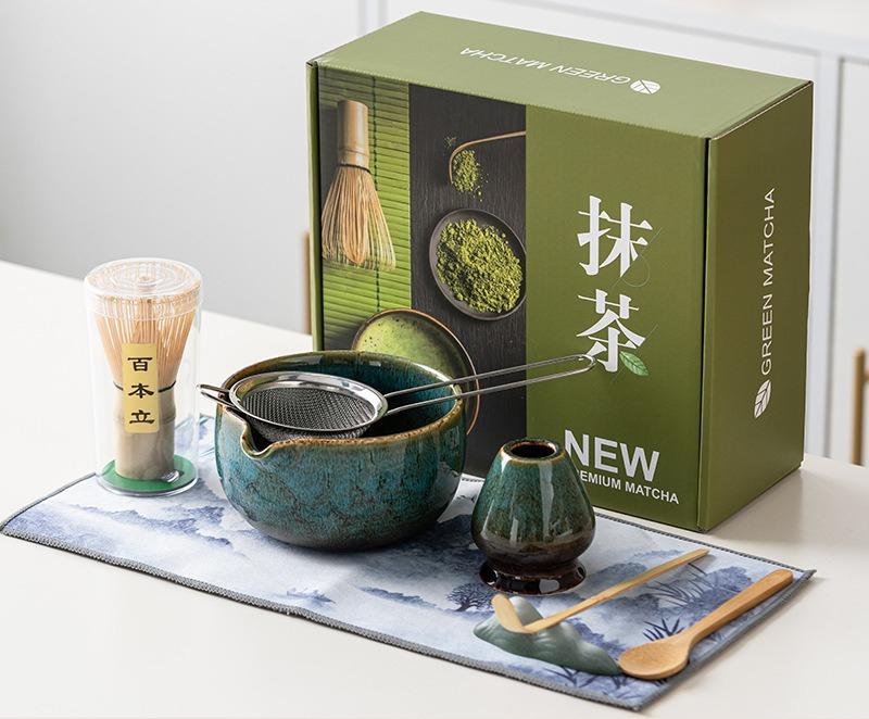 8pcs Large Matcha Bowl Set with Bamboo Whisk And Brush Japanese Style Tea Bowl for Matcha Lovers