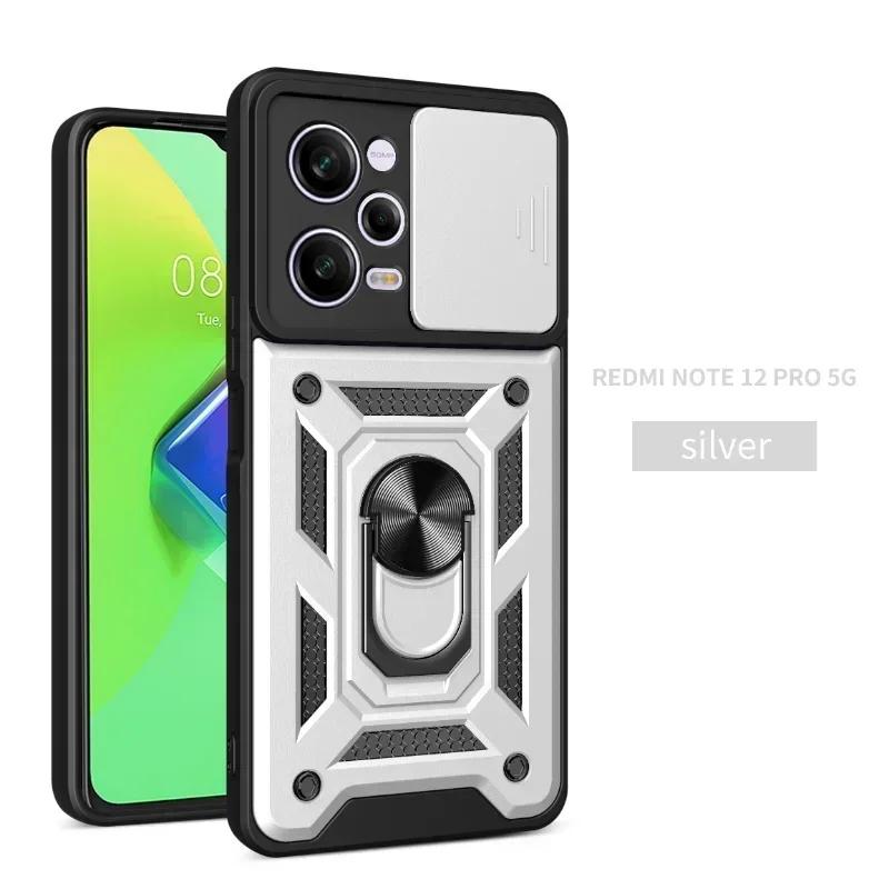 Slide Camera Lens Protector Case For Xiaomi Redmi Note 12 11S 12S 11 10 9 Pro Max 10C A1 A2 A1 Plus Shockproof Armor Ring Cover