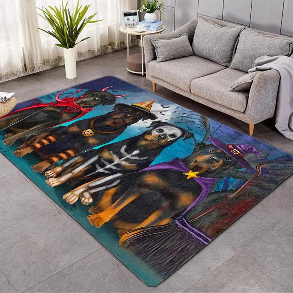 Lustige Haustiere Möpse Bulldogge 3D-Druck Teppich für Wohnzimmerdekoration Zuhause Sofa Couchtisch Bereichsteppich Schlafzimmer Garderobe Fußmatte