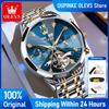 OLEVS 6621 Herrenuhr Luxus Tourbillon Mechanische Uhr Wasserdicht Leuchtend Ewiger Kalender Mondphase Uhren Für Mann Geschenk