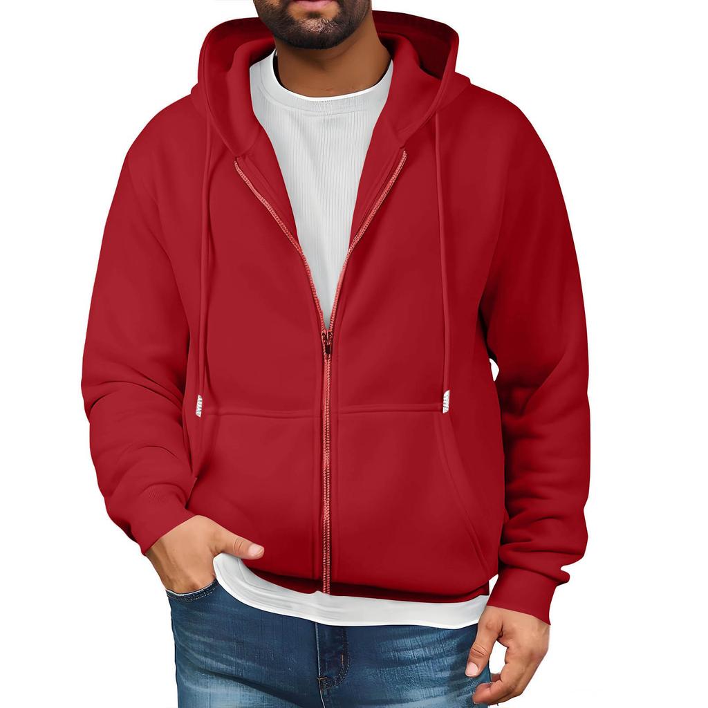 Mens Full Zip Hooded Drawstring Hoodies Pullover Sweatshirts Casual Long Sleeve Shirts