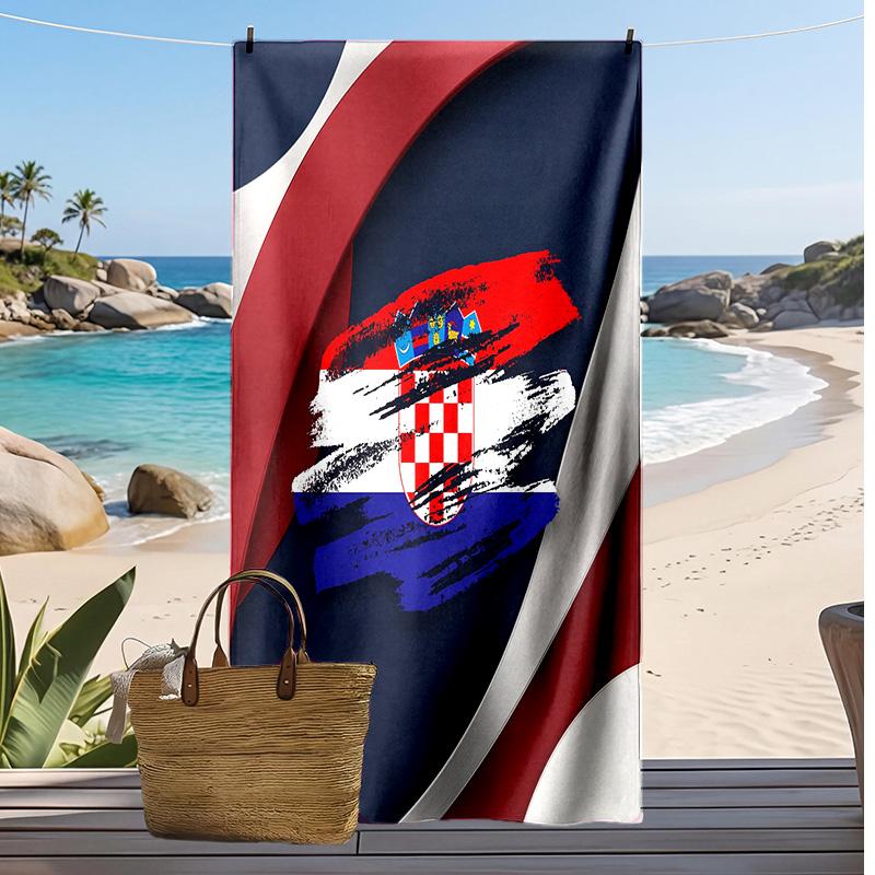 Asciugamano da Spiaggia con Stampa Calcio Croazia Asciugatura Rapida Super Assorbente Morbido Asciugamano da Bagno per Nuoto Spiaggia Viaggio Souvenir Regalo per Fan