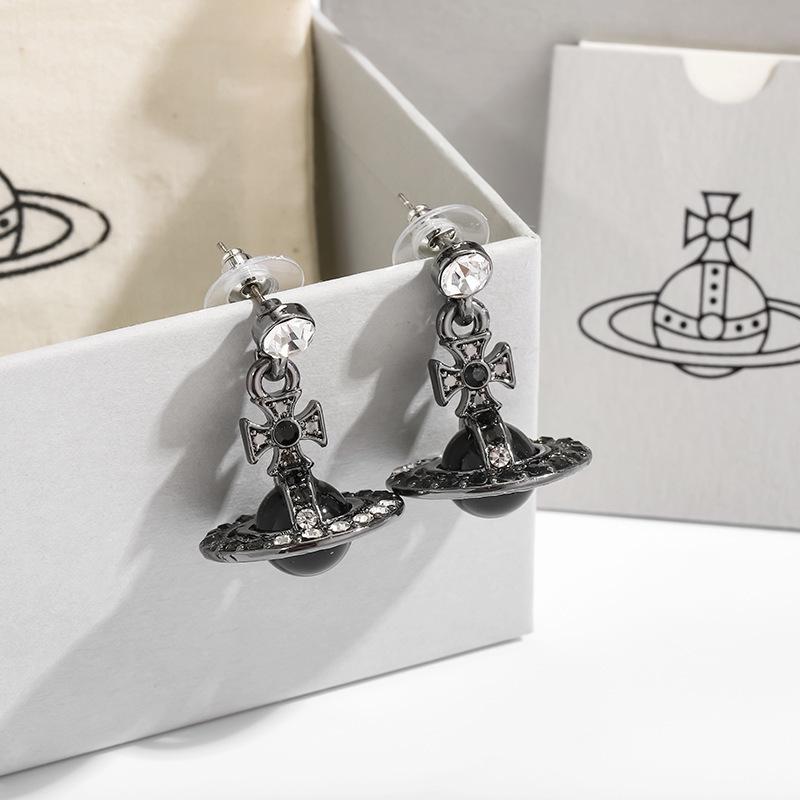 Empress Cixi Saturn Gradient Diamond Orb Necklace & Earrings Set for Women