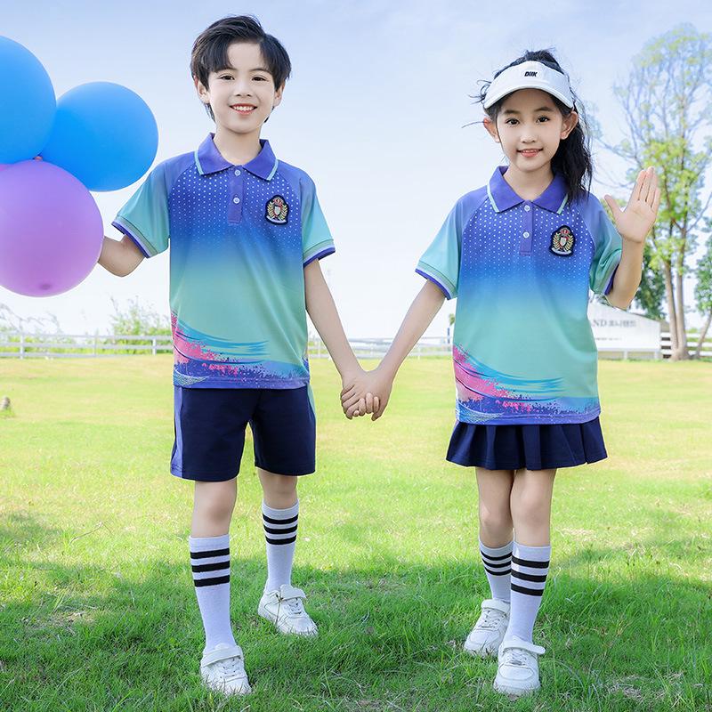 Set Uniforme Primaverile/Autunnale Scuola Primaria & Scuola dell'Infanzia - Outfit Sportivo a 3 Pezzi a Maniche Corte per la Prima Elementare