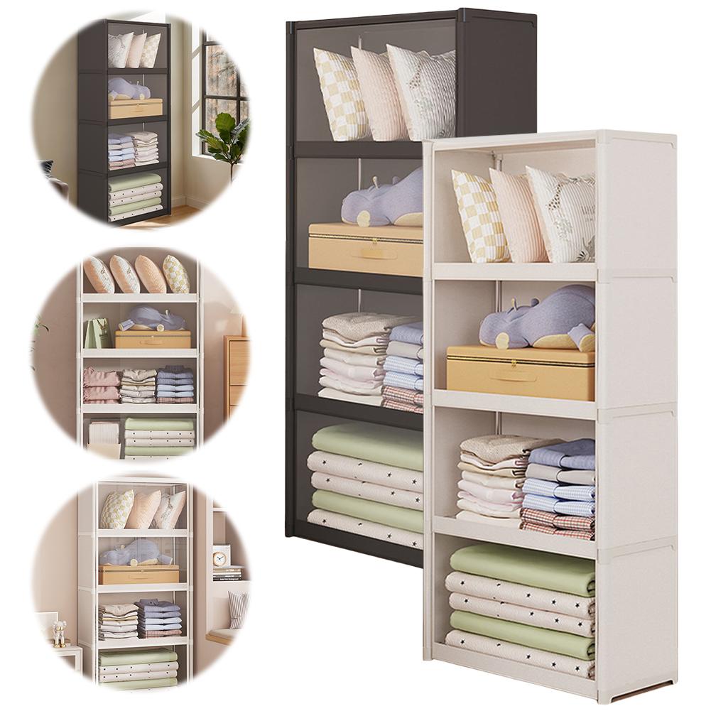 Portable Closet Wardrobe with Lid Closet Organizer Multi-layer Storage Rack Clothes Storage Organizer for Bedroom
