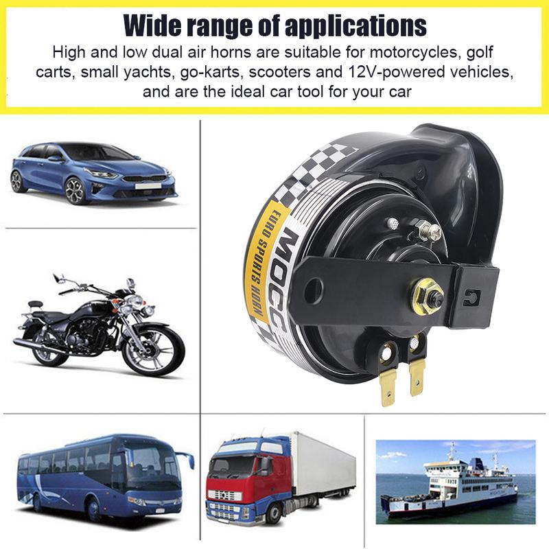 12V Snail Air Horn Waterproof Air Motorcycle Horn Single-tone Electric Snail Horn for Motorcycle Car for Motorbike Truck Vehicle