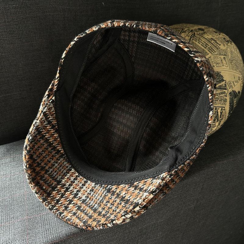 Nieuwe Trendy Vintage Geruite Newsboy Pet Mannen Vrouwen Retro Tweed Platte Ivy Chauffeursmuts Warme Wol Geruite Baret Herfst Winter Hoofddeksel