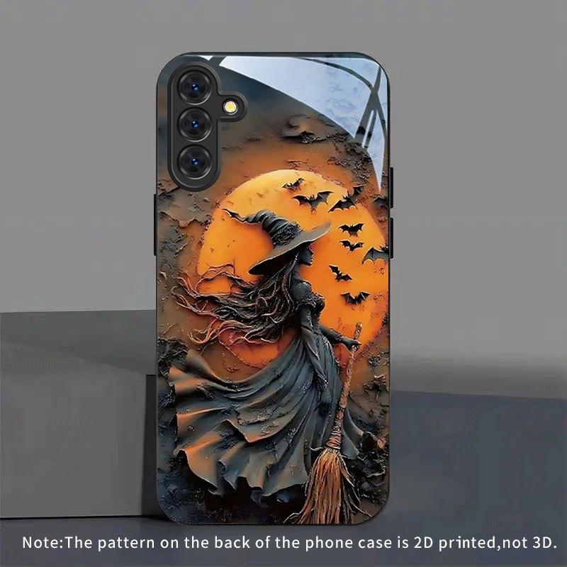 

Moon Night Witch Pattern Glass Phone Case Suitable for Samsung for Galaxy S26 S25 S24 S22 S21 S20 FE Ultra Plus 5G Anti Drop Galaxy S26 чёрный
