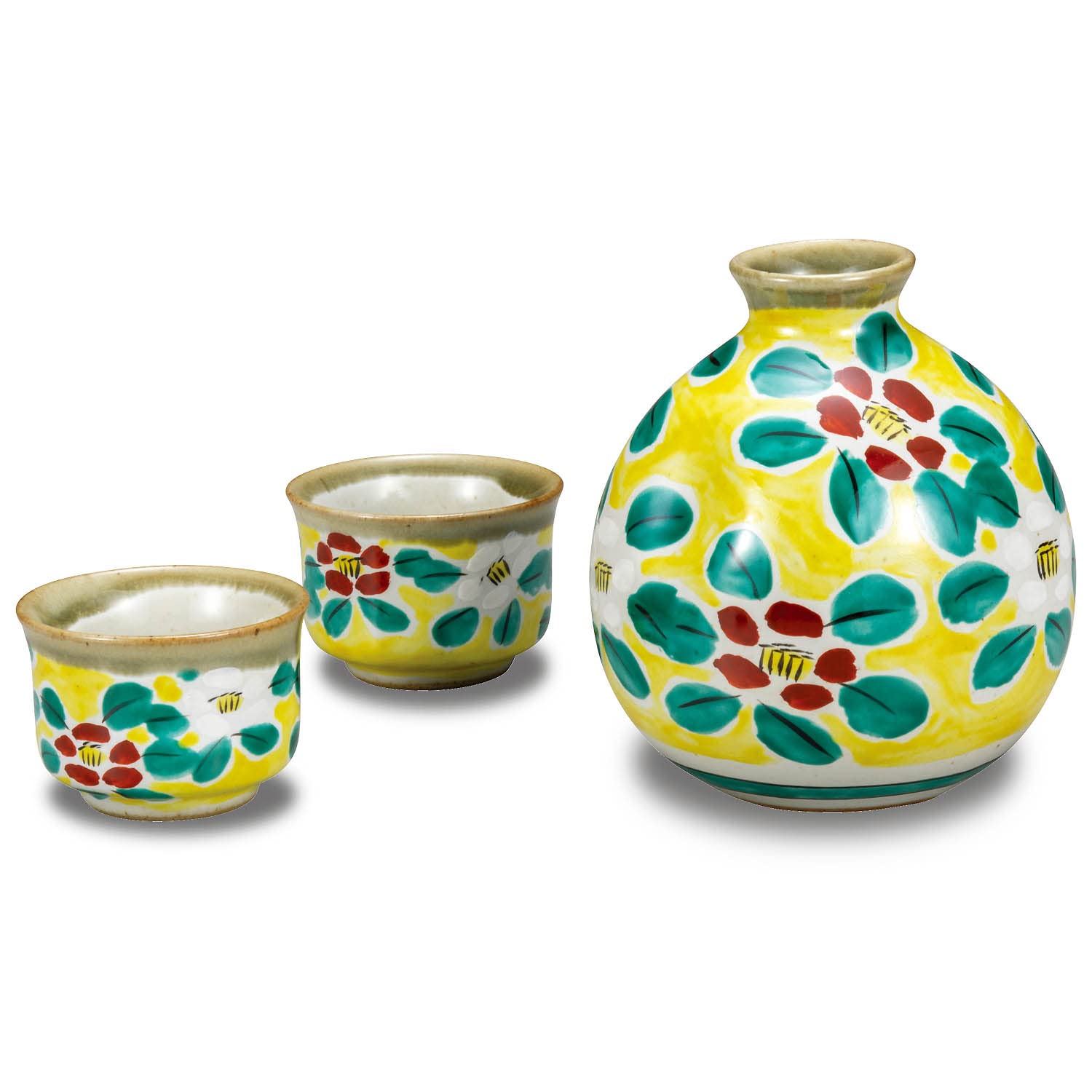 

Waza no Kura Stylish Kutani Ware Sake Set with Yoshidaya Flower Perfect for Evening Drinks and A premium Japanese tableware set perfect for Japanese A жёлтый
