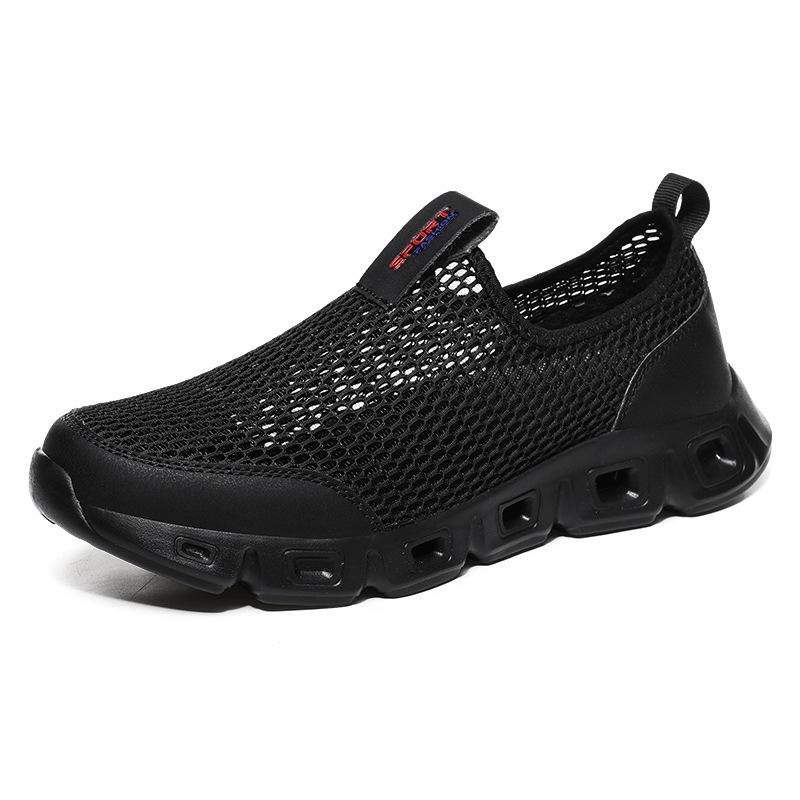 2025 new spring and summer breathable men and women of the same large size hollow mesh shoes one pedal couple light casual shoes