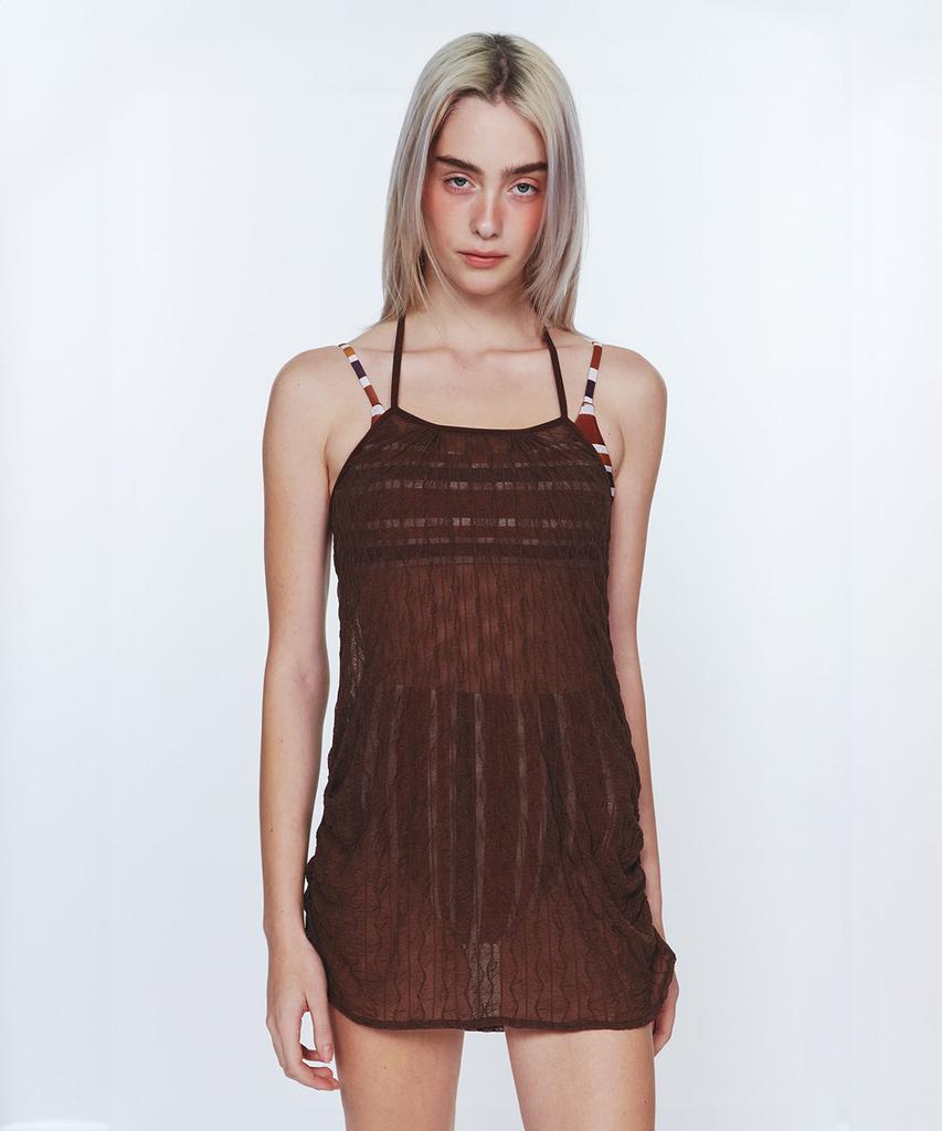 Dillaispul Wavy Mesh Dress - Brown
