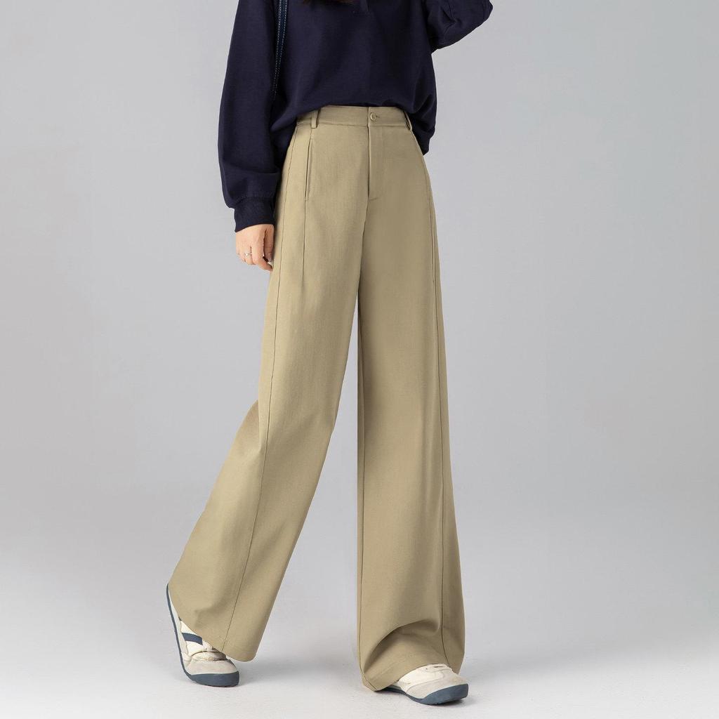 Zhengzhou Women's Curved Blade Wide-Leg Pants - Loose, Versatile Spring Fashion Pear Shape Trousers.