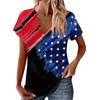 Women's New Button V Neck Fashion Print Short Sleeve Vintage Print T-Shirt Tops Casual Tops Loose T-Shirt Pullover Casual Loose Print Tops