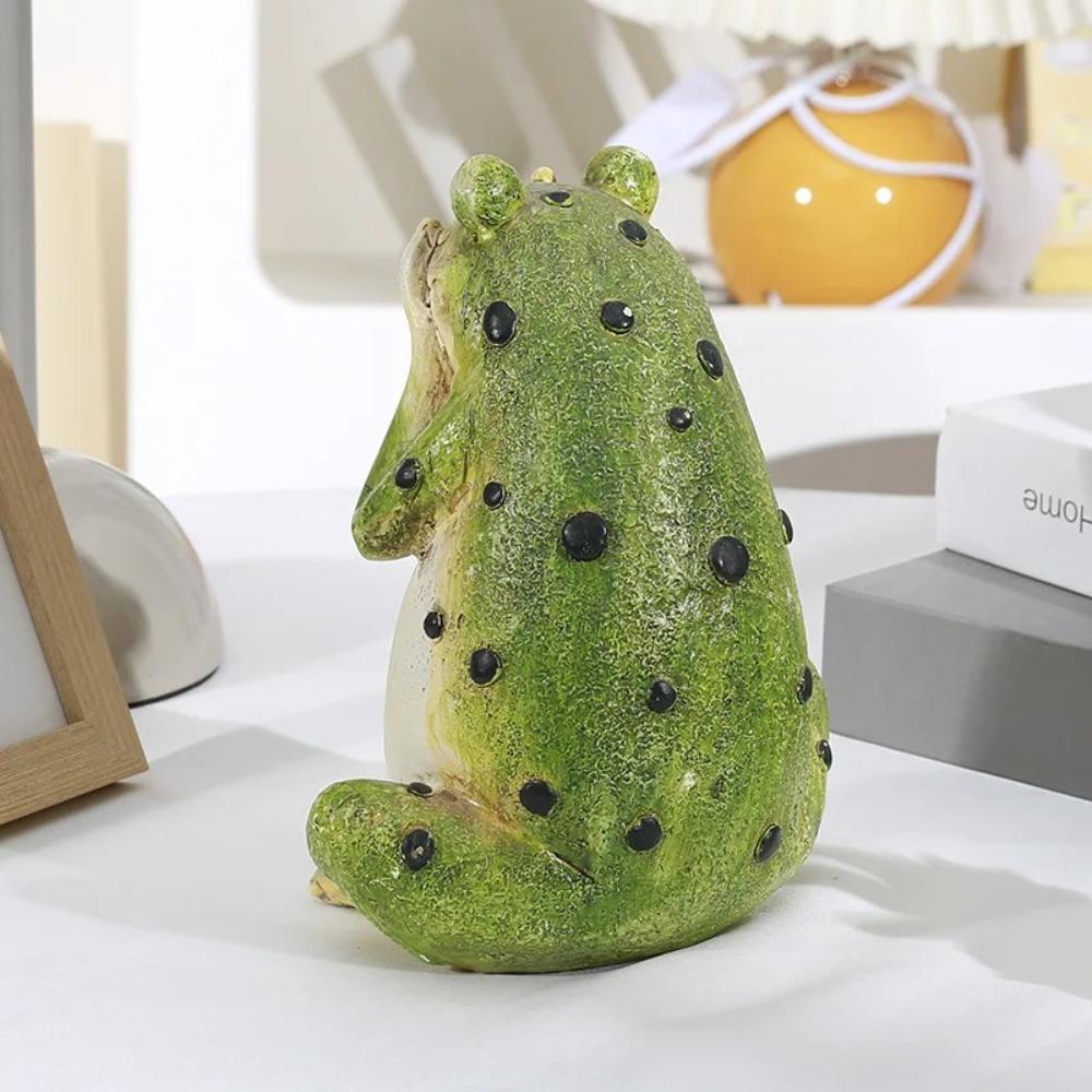 Resin Crafts Small Frogs Figurines Green Animal Statue  Micro-landscape Accessories